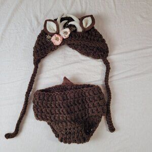 Newborn Deer Outfit Handmade Crochet Knitted Photo Prop Costume Baby Antlers